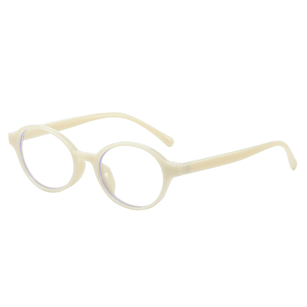 Retro Round Acetate Frame Eyeglasses - Beige