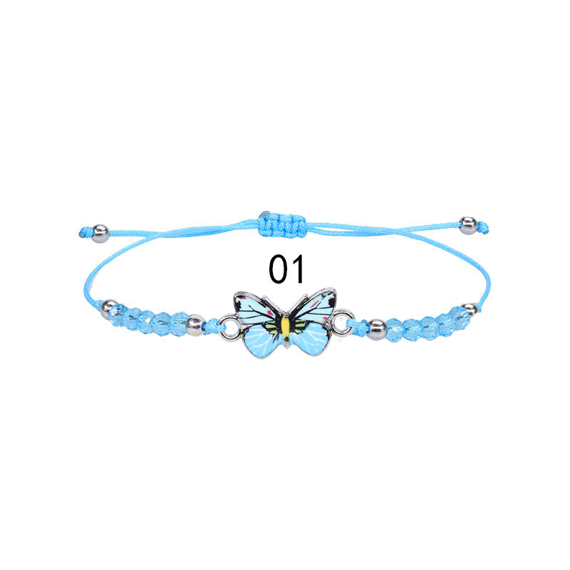 Butterfly Charm Beaded Cord Bracelet Set - Bracelet_01