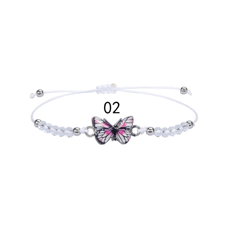 Butterfly Charm Beaded Cord Bracelet Set - Bracelet_02