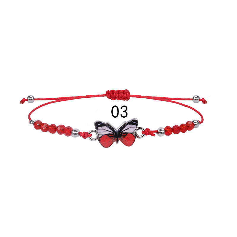 Butterfly Charm Beaded Cord Bracelet Set - Bracelet_03