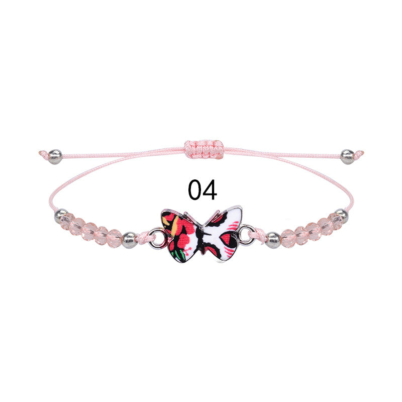 Butterfly Charm Beaded Cord Bracelet Set - Bracelet_04