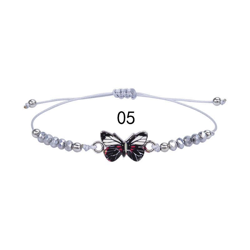 Butterfly Charm Beaded Cord Bracelet Set - Bracelet_05