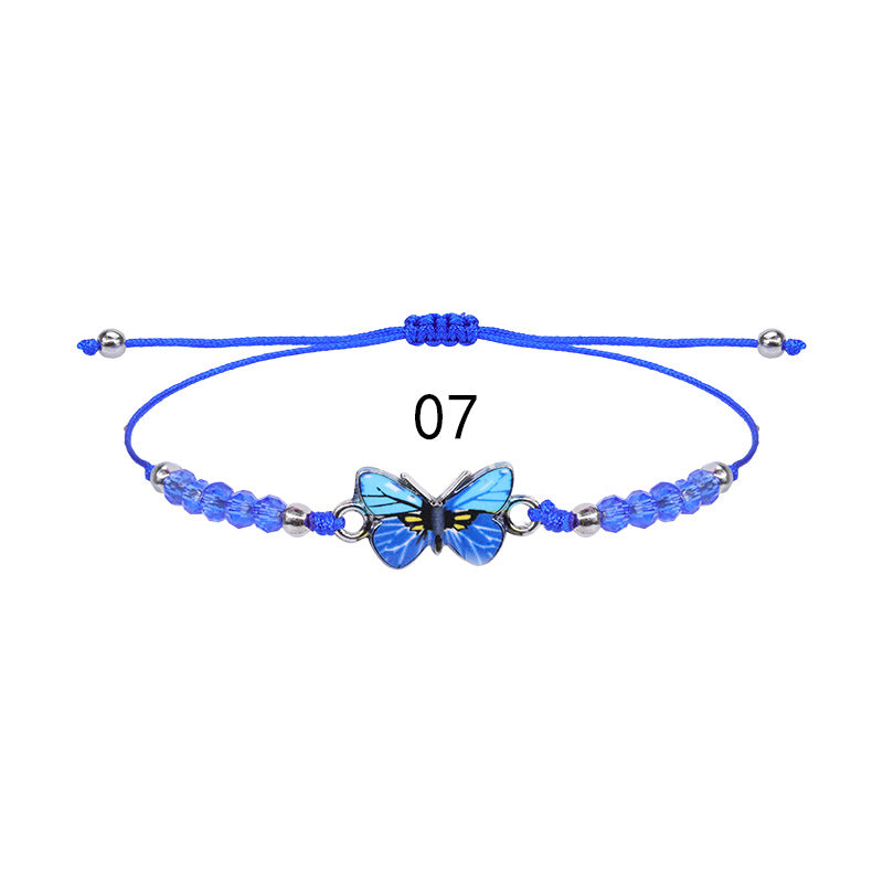Butterfly Charm Beaded Cord Bracelet Set - Bracelet_07
