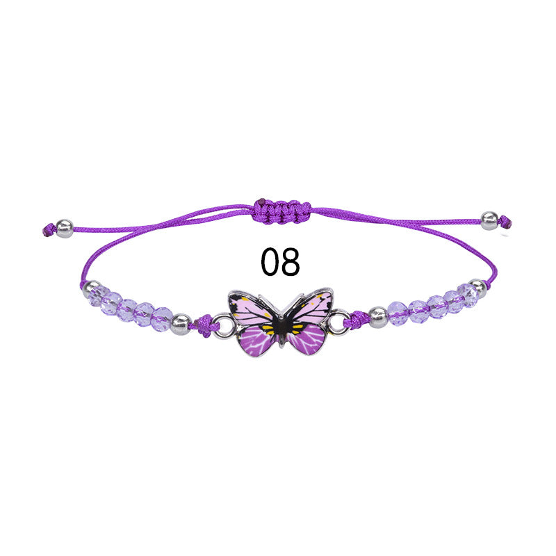 Butterfly Charm Beaded Cord Bracelet Set - Bracelet_08