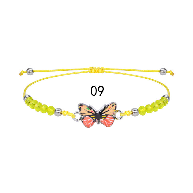 Butterfly Charm Beaded Cord Bracelet Set - Bracelet_09