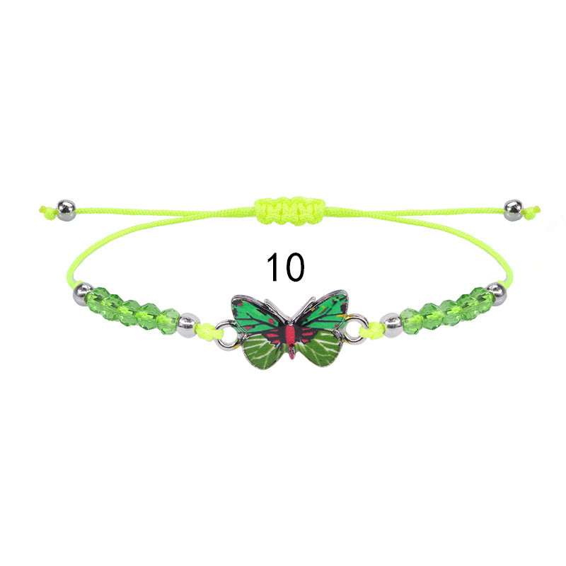 Butterfly Charm Beaded Cord Bracelet Set - Bracelet_10