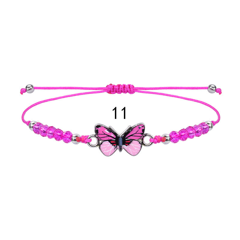 Butterfly Charm Beaded Cord Bracelet Set - Bracelet_11