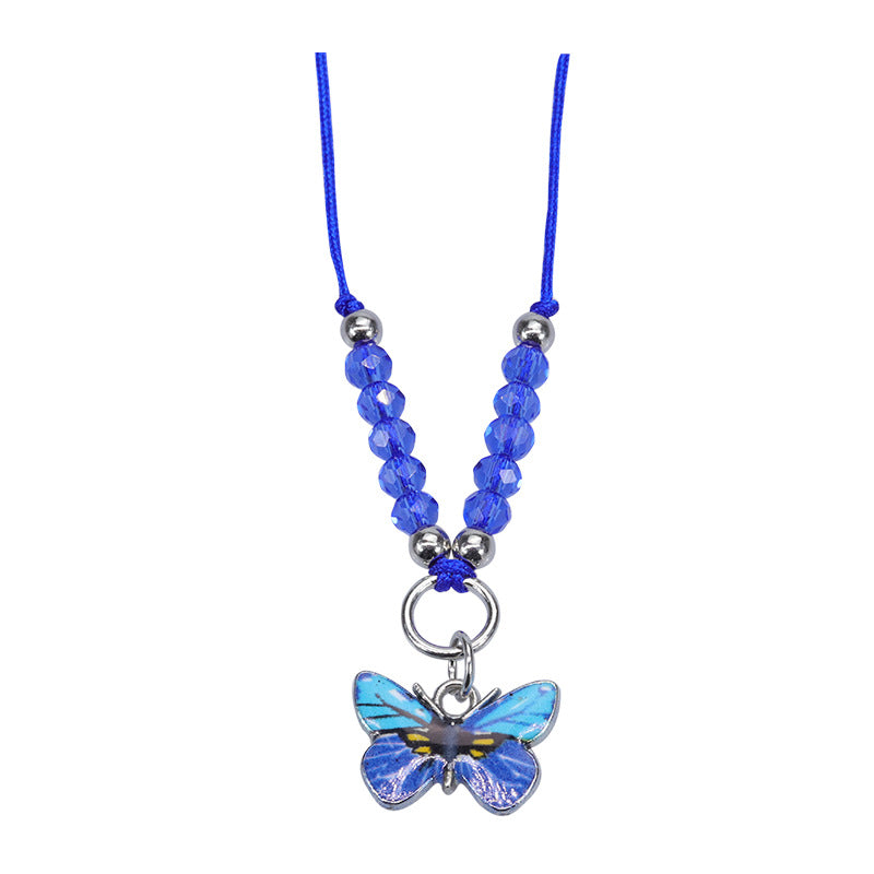 Butterfly Charm Beaded Cord Bracelet Set - Necklace_07