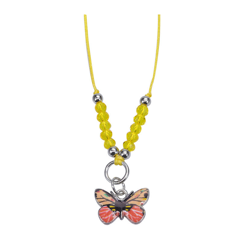 Butterfly Charm Beaded Cord Bracelet Set - Necklace_09