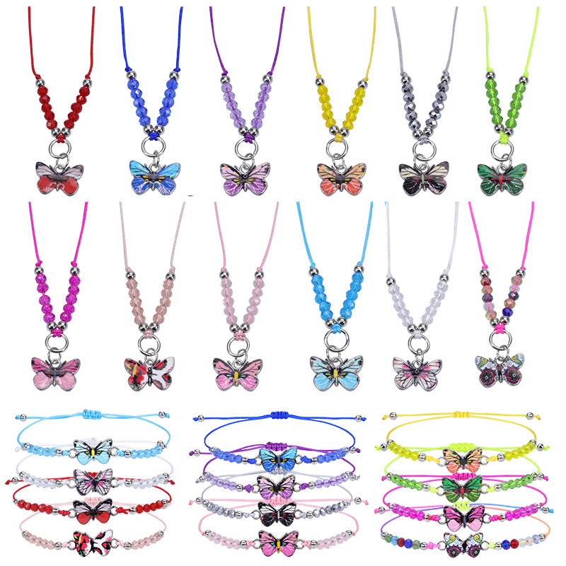 Butterfly Charm Beaded Cord Bracelet Set - view 3