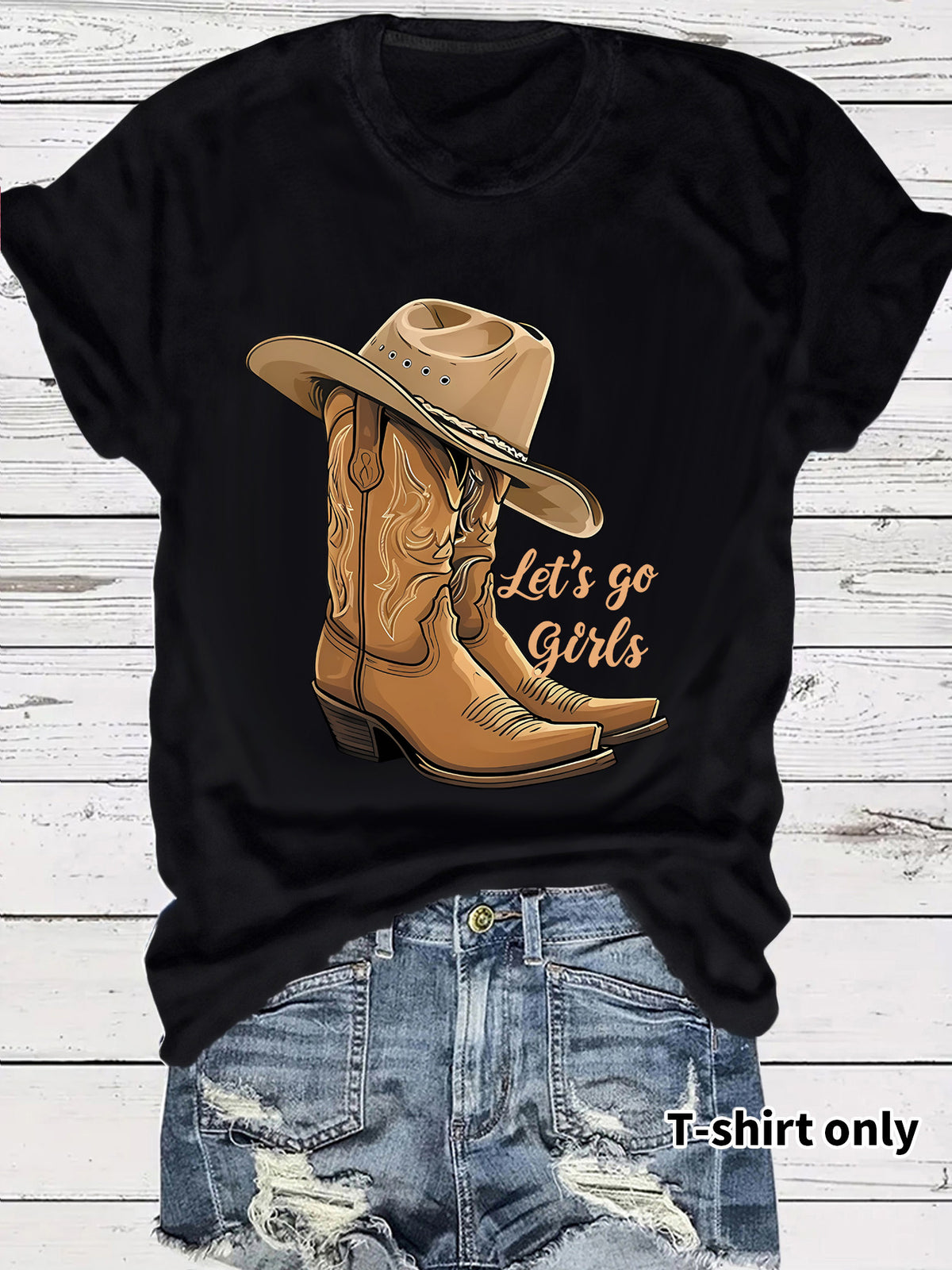 Cowboy Boots And Hat Western Tee - Black