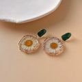 Pressed Daisy Resin Drop Earrings - Green