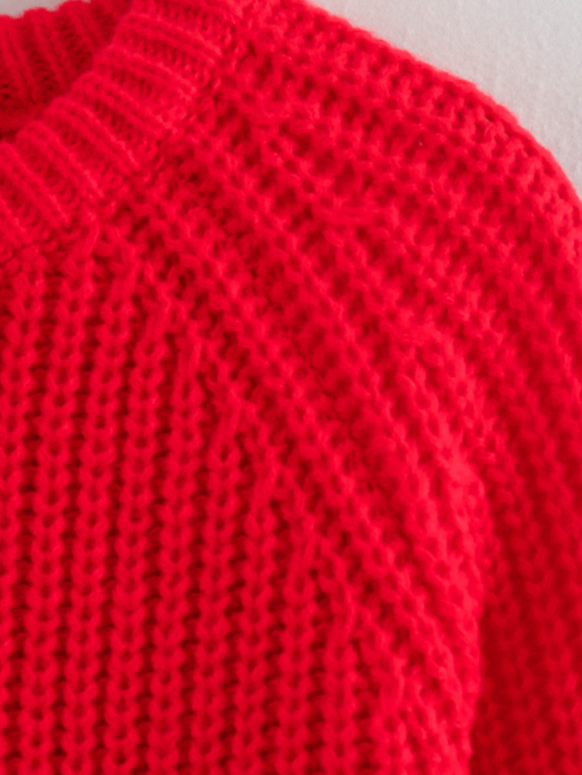 Chunky Ribbed Button Front Cardigan - Red - 4
