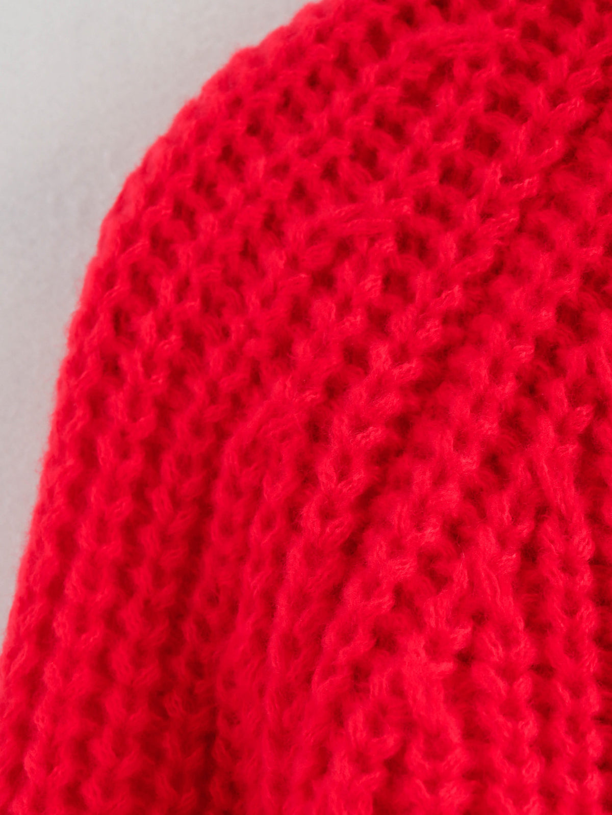 Chunky Ribbed Button Front Cardigan - Red - 5