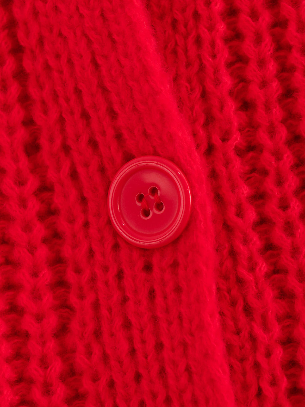 Chunky Ribbed Button Front Cardigan - Red - 6