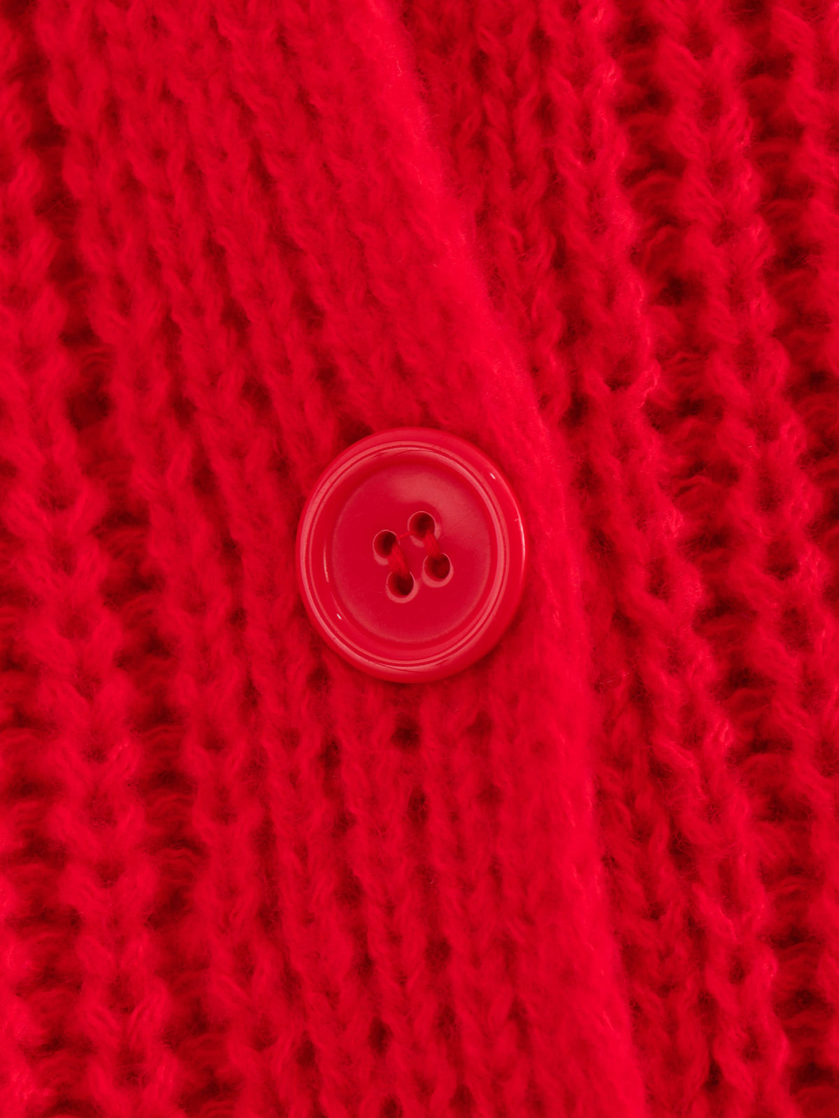 Chunky Ribbed Button Front Cardigan - Red - 6