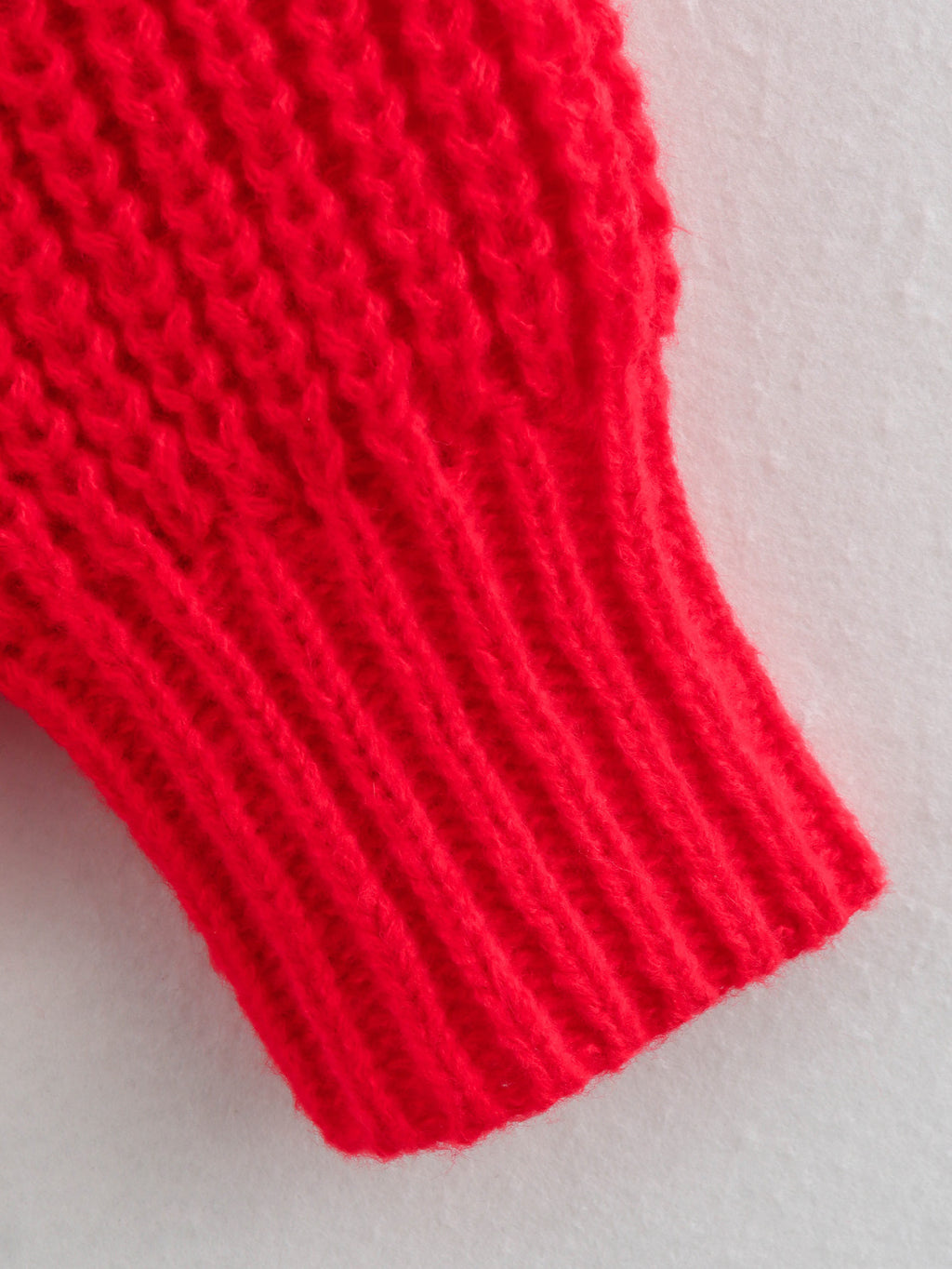 Chunky Ribbed Button Front Cardigan - Red - 7