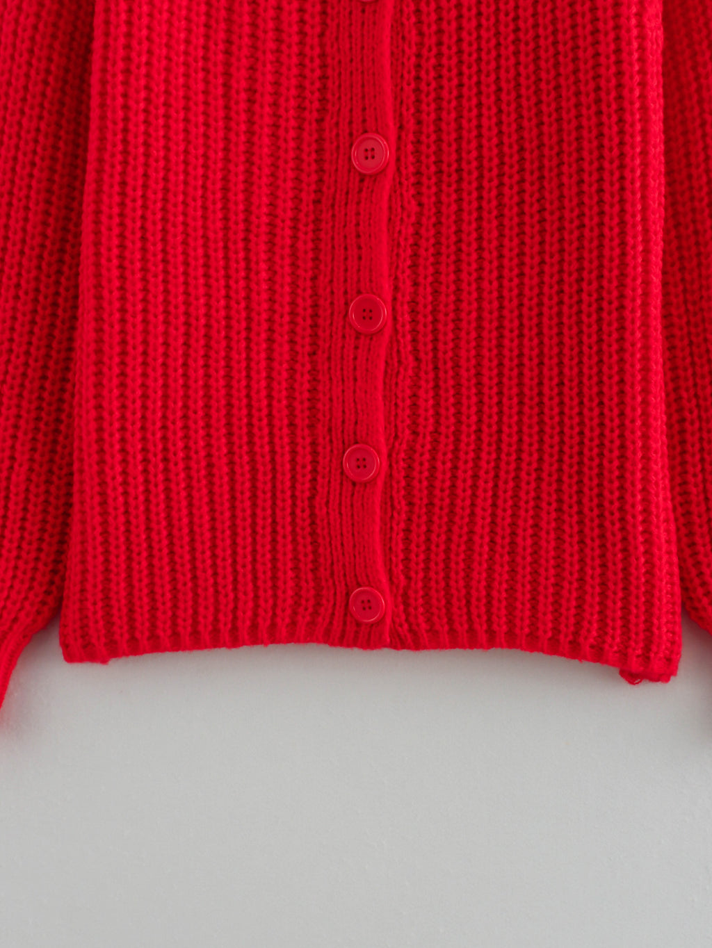 Chunky Ribbed Button Front Cardigan - Red - 8
