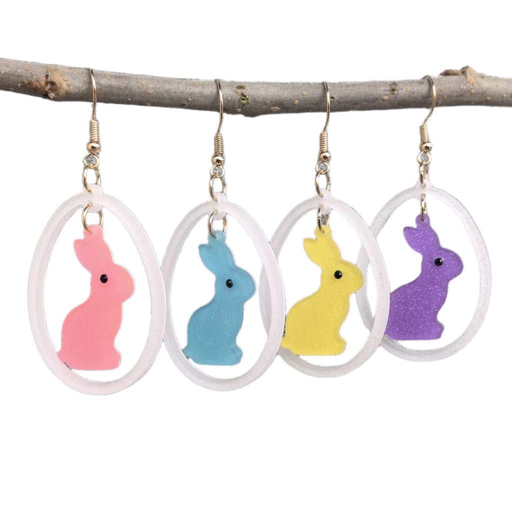 Acrylic Bunny Egg Drop Earrings