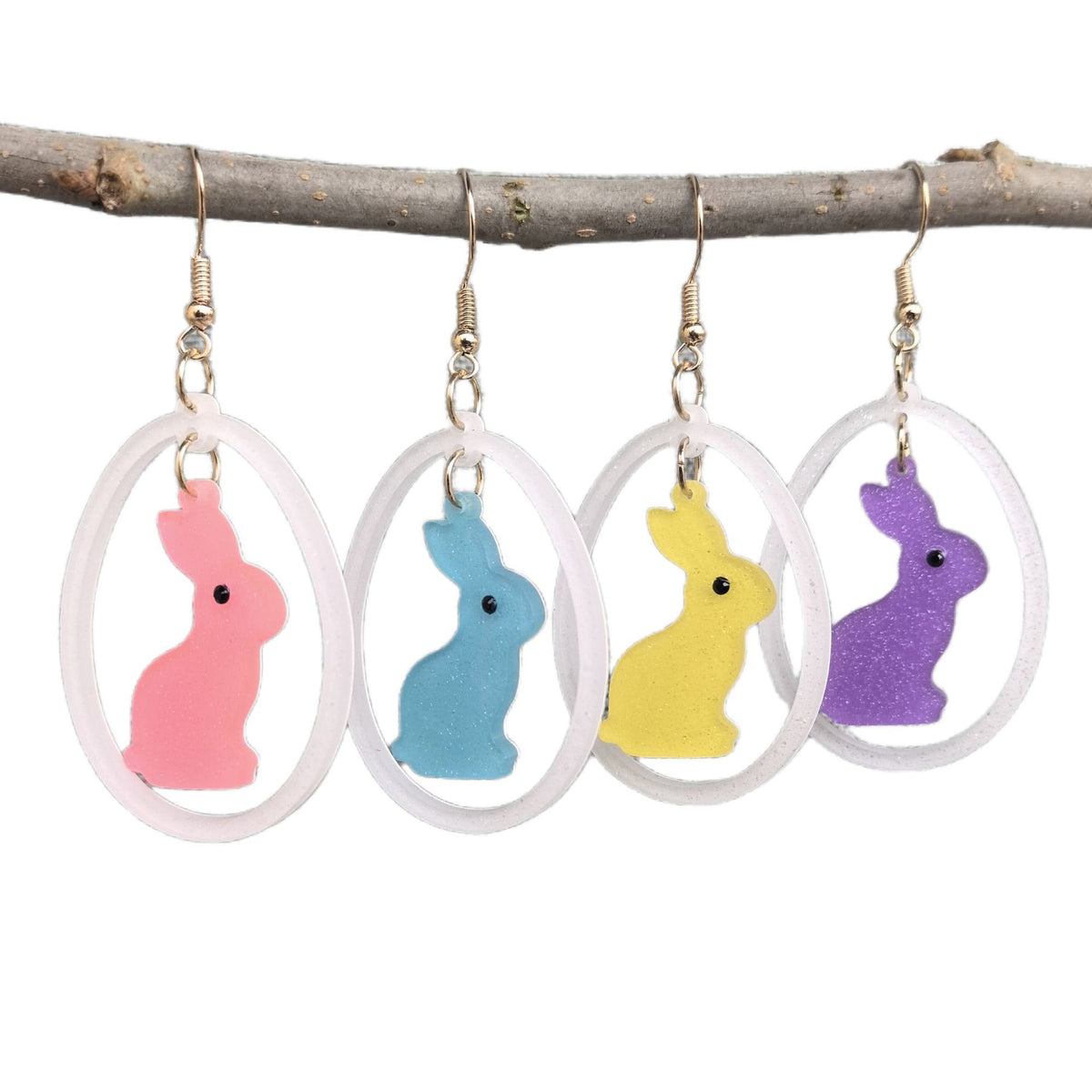 Acrylic Bunny Egg Drop Earrings