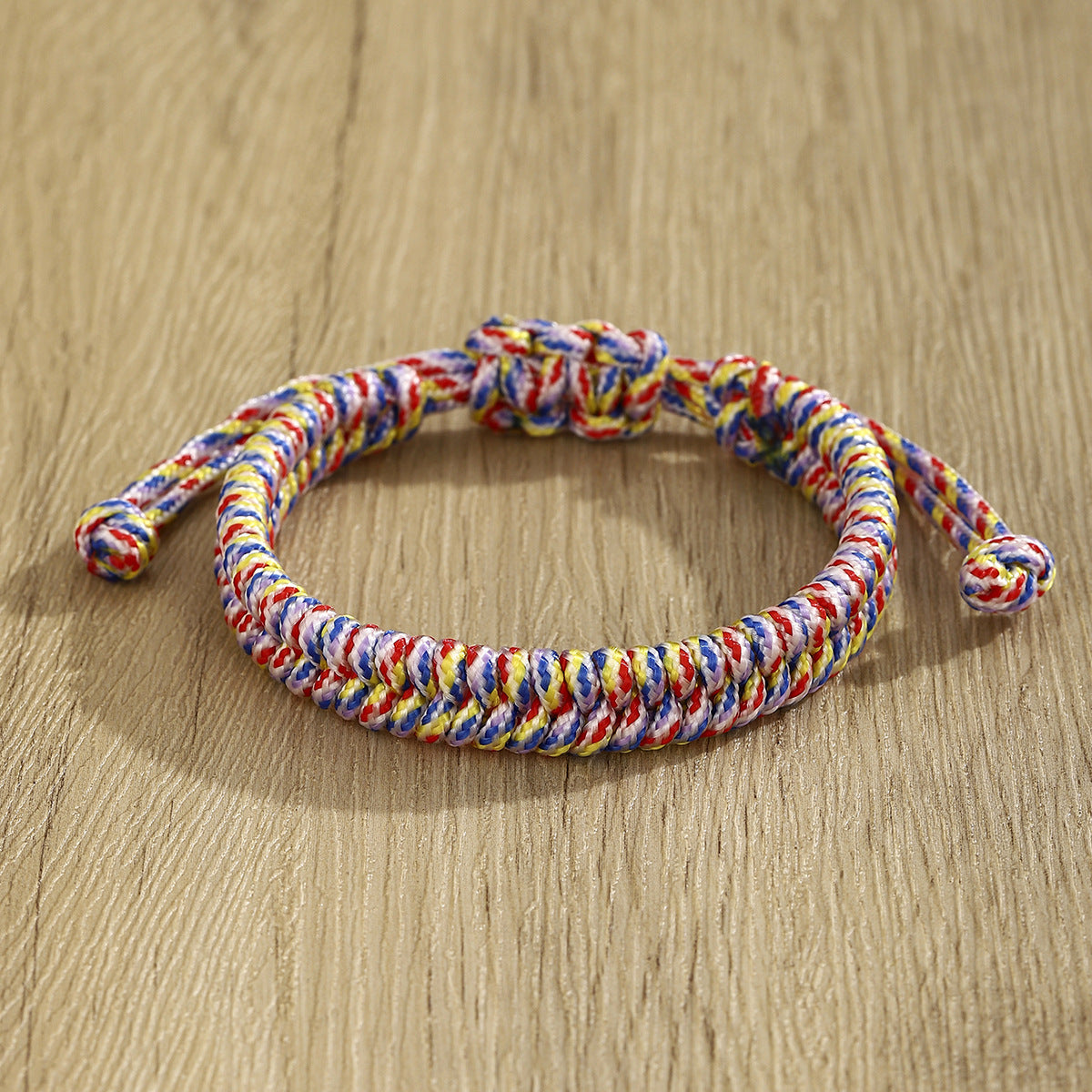 Braided Cord Friendship Bracelet with Slide Knot - Colorful