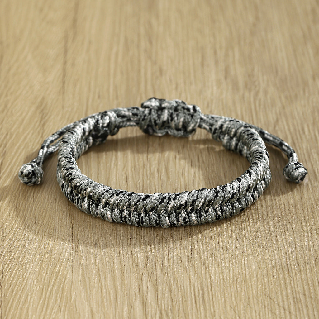 Braided Cord Friendship Bracelet with Slide Knot - Grey