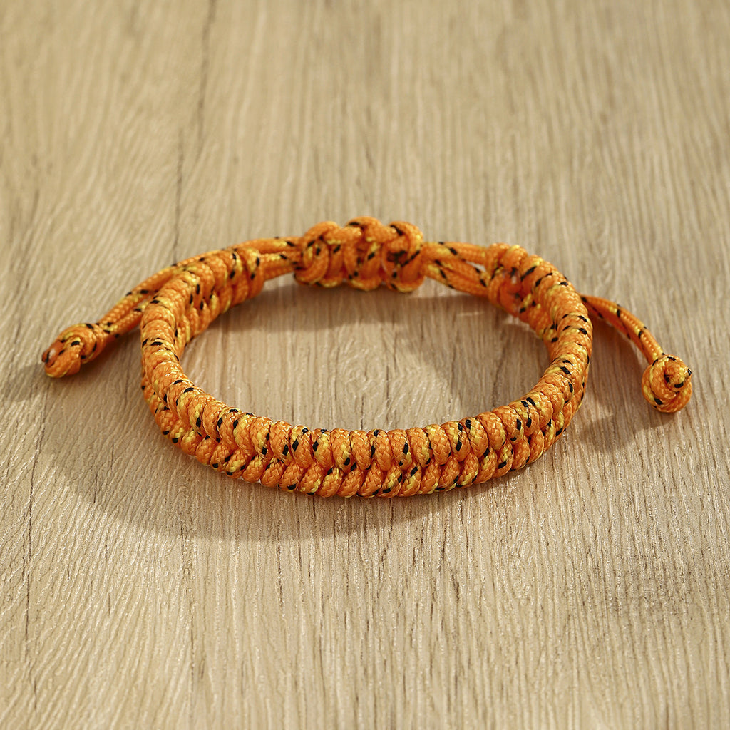 Braided Cord Friendship Bracelet with Slide Knot - Orange
