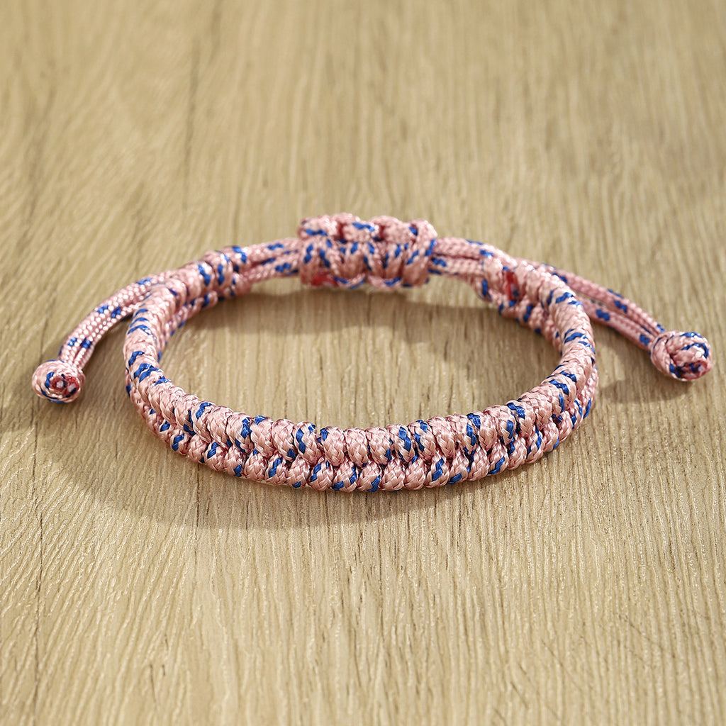 Braided Cord Friendship Bracelet with Slide Knot - Pink