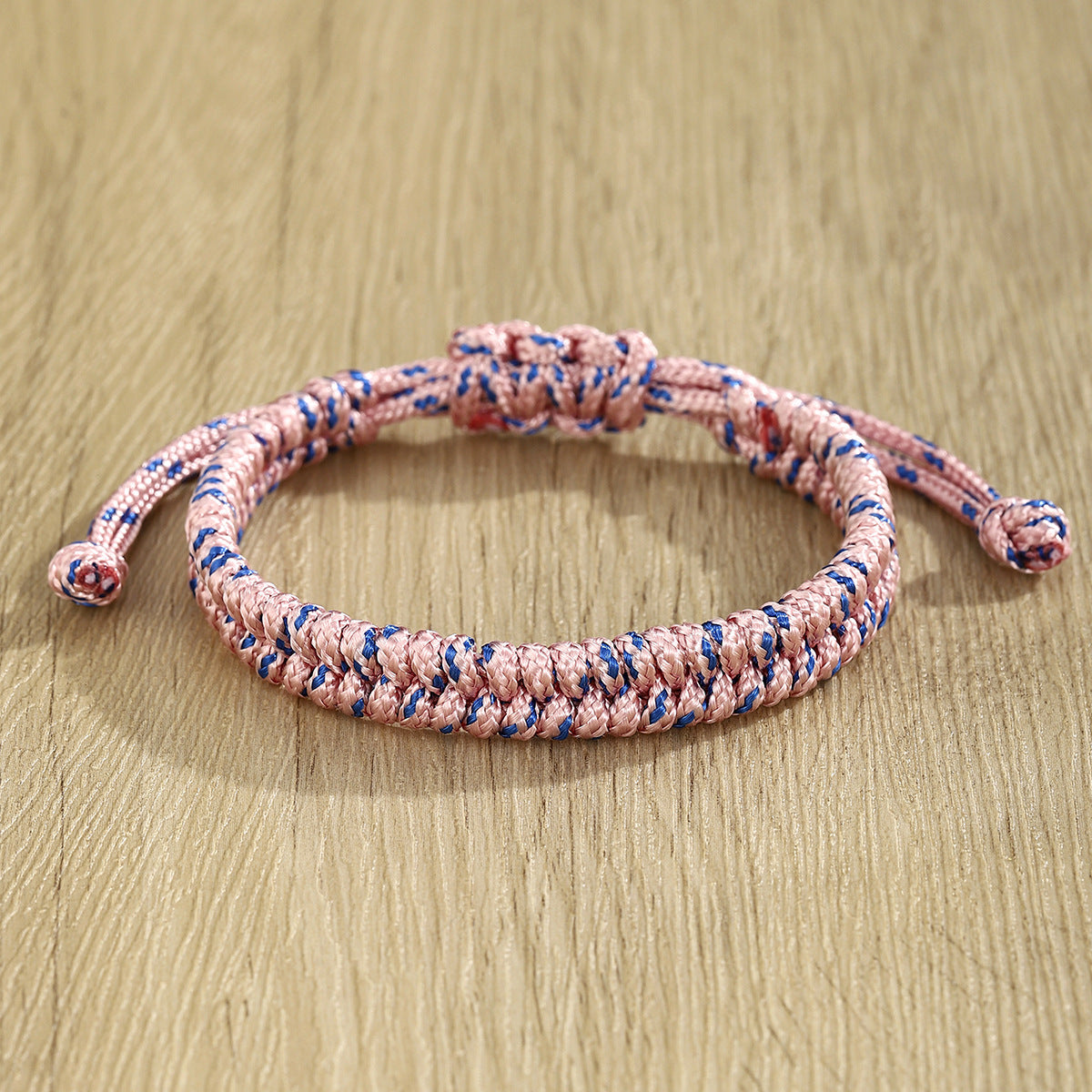 Braided Cord Friendship Bracelet with Slide Knot - Pink