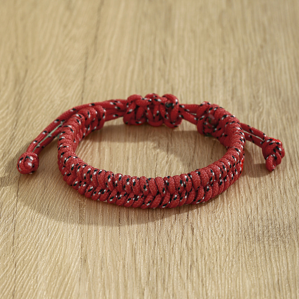 Braided Cord Friendship Bracelet with Slide Knot - Red