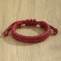 Braided Cord Friendship Bracelet with Slide Knot - Red