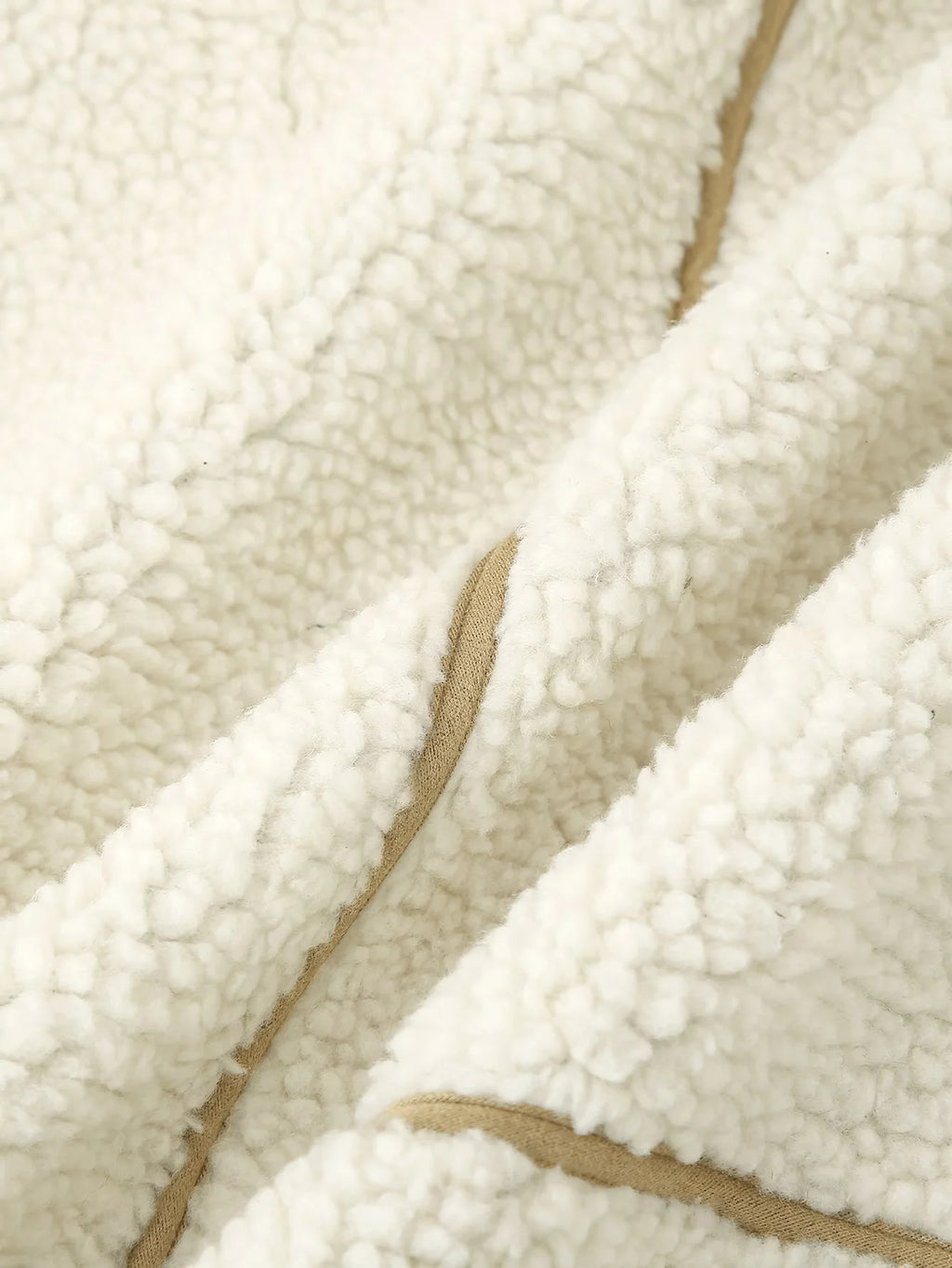 Faux Shearling Panelled Zip Jacket - White - 7