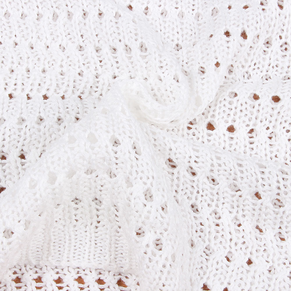 Crochet Knit Halter Maxi Dress With Cutouts - White - 4