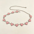 Heart Charm Metal Chain Waist Belt - Pink-1