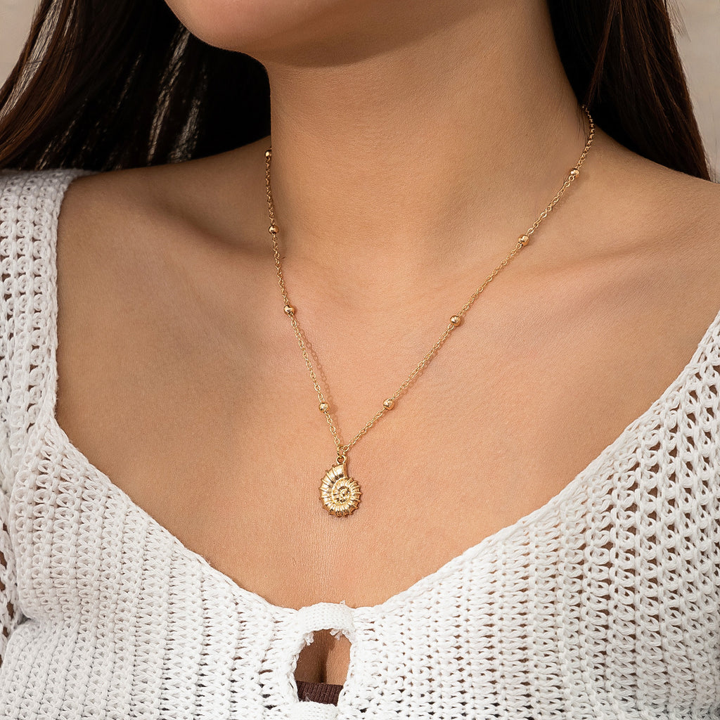Starfish Shell Pendant Cord Necklace - Color_11
