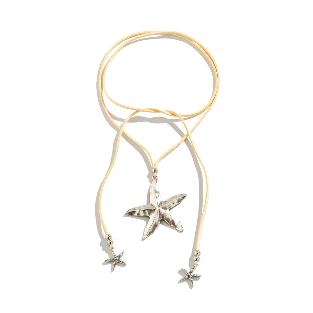 Starfish Shell Pendant Cord Necklace