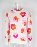 Retro Floral Jacquard Crewneck Knit Sweater - White