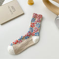 Retro Garden Floral Mesh Socks - White
