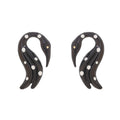 Polka Dot Flamingo Sculpted Stud Earrings - Black