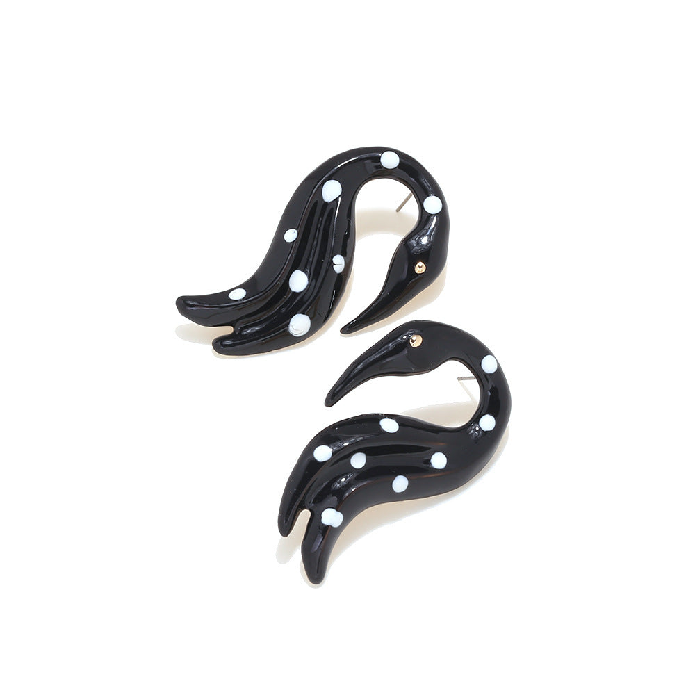 Polka Dot Flamingo Sculpted Stud Earrings - view 1