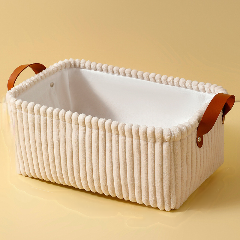 Ribbed Corduroy Shelf Basket for Closet and Nursery - Khaki
