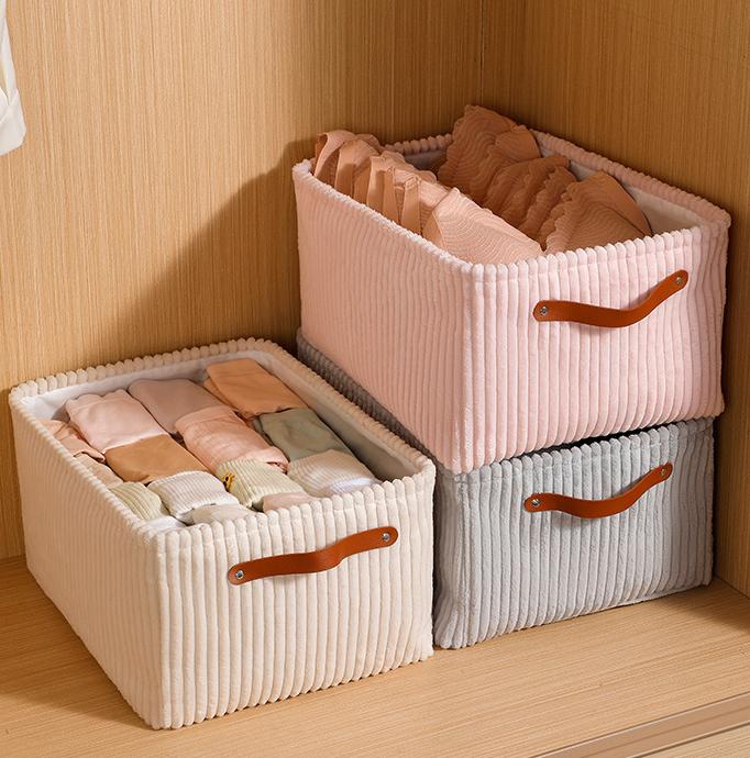 Ribbed Corduroy Shelf Basket for Closet and Nursery - view 1