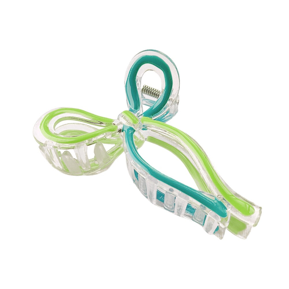 Open Loop Bow Hair Claw Clip - CBlue