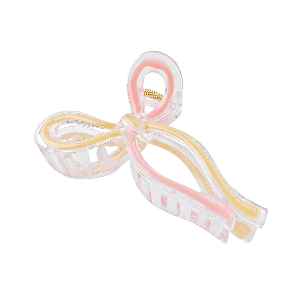 Open Loop Bow Hair Claw Clip - CPink