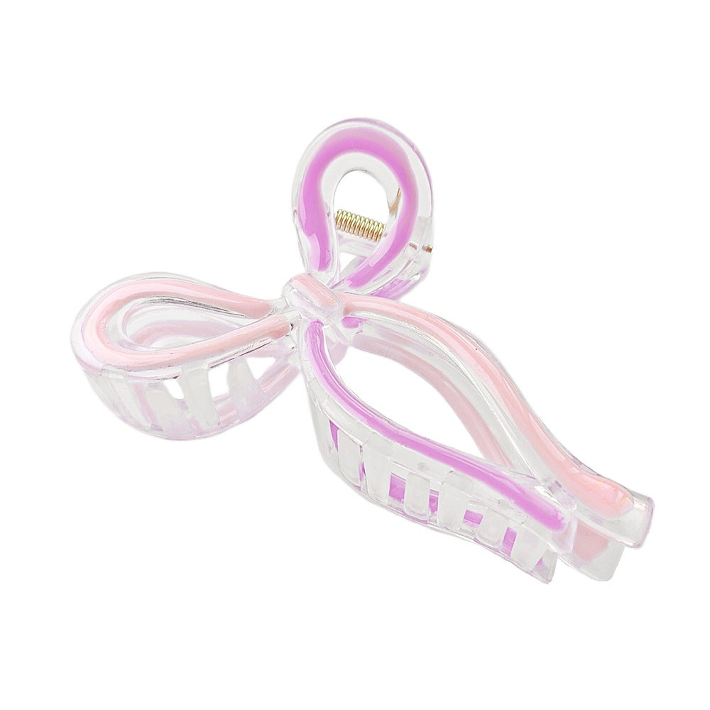 Open Loop Bow Hair Claw Clip - CPurple