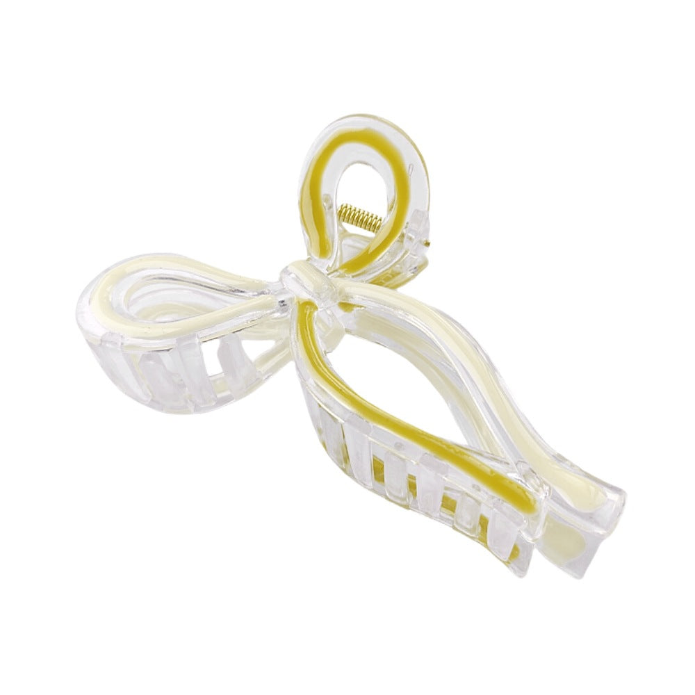 Open Loop Bow Hair Claw Clip - Cwhite
