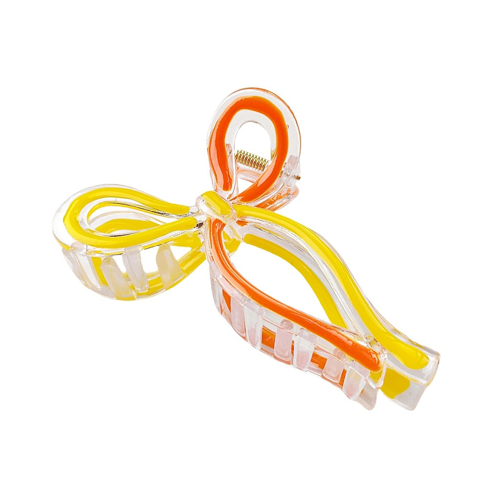 Open Loop Bow Hair Claw Clip - Cyellow