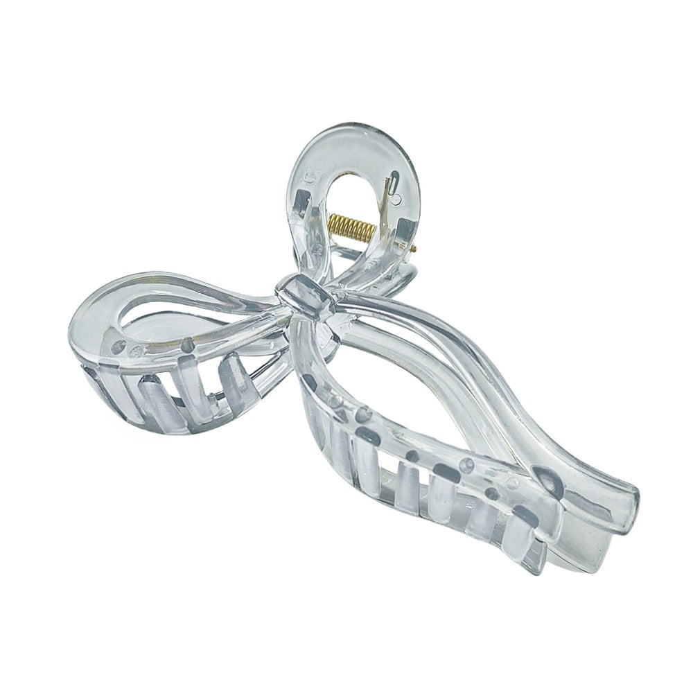 Open Loop Bow Hair Claw Clip - Grey