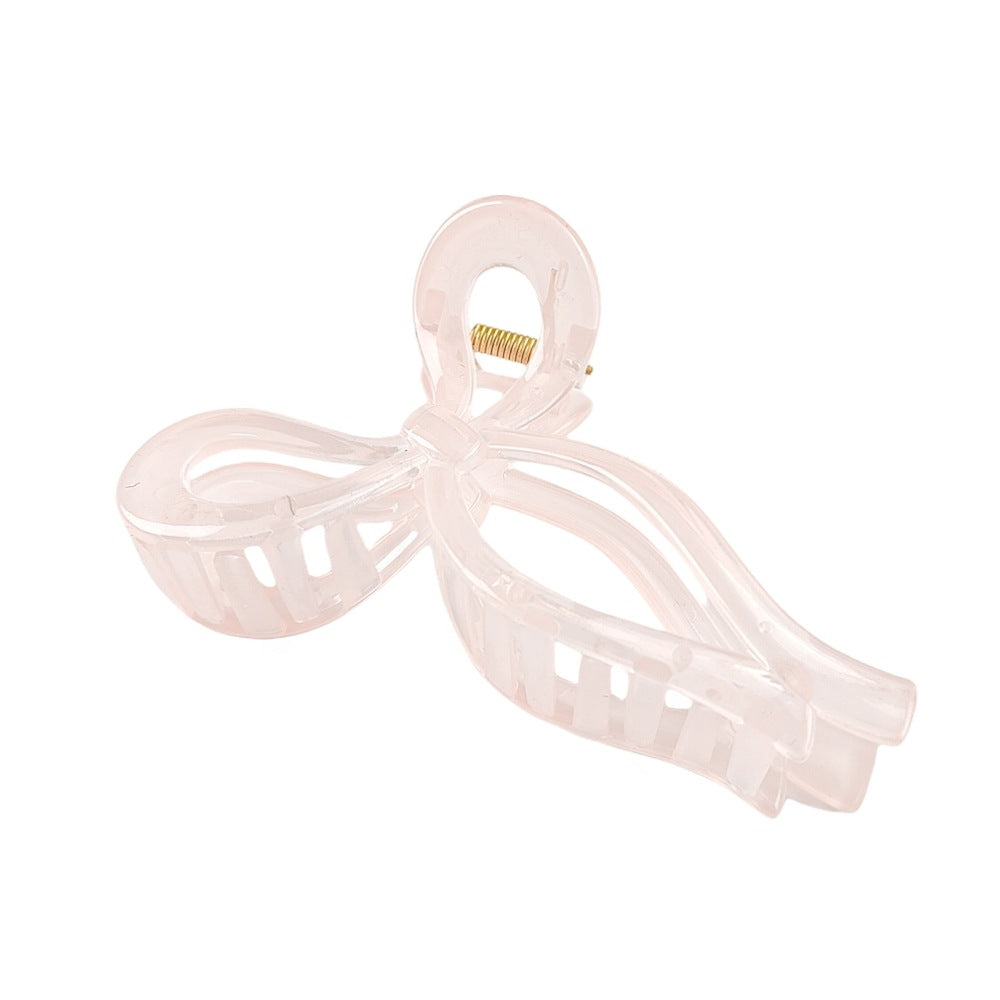 Open Loop Bow Hair Claw Clip - LightPink