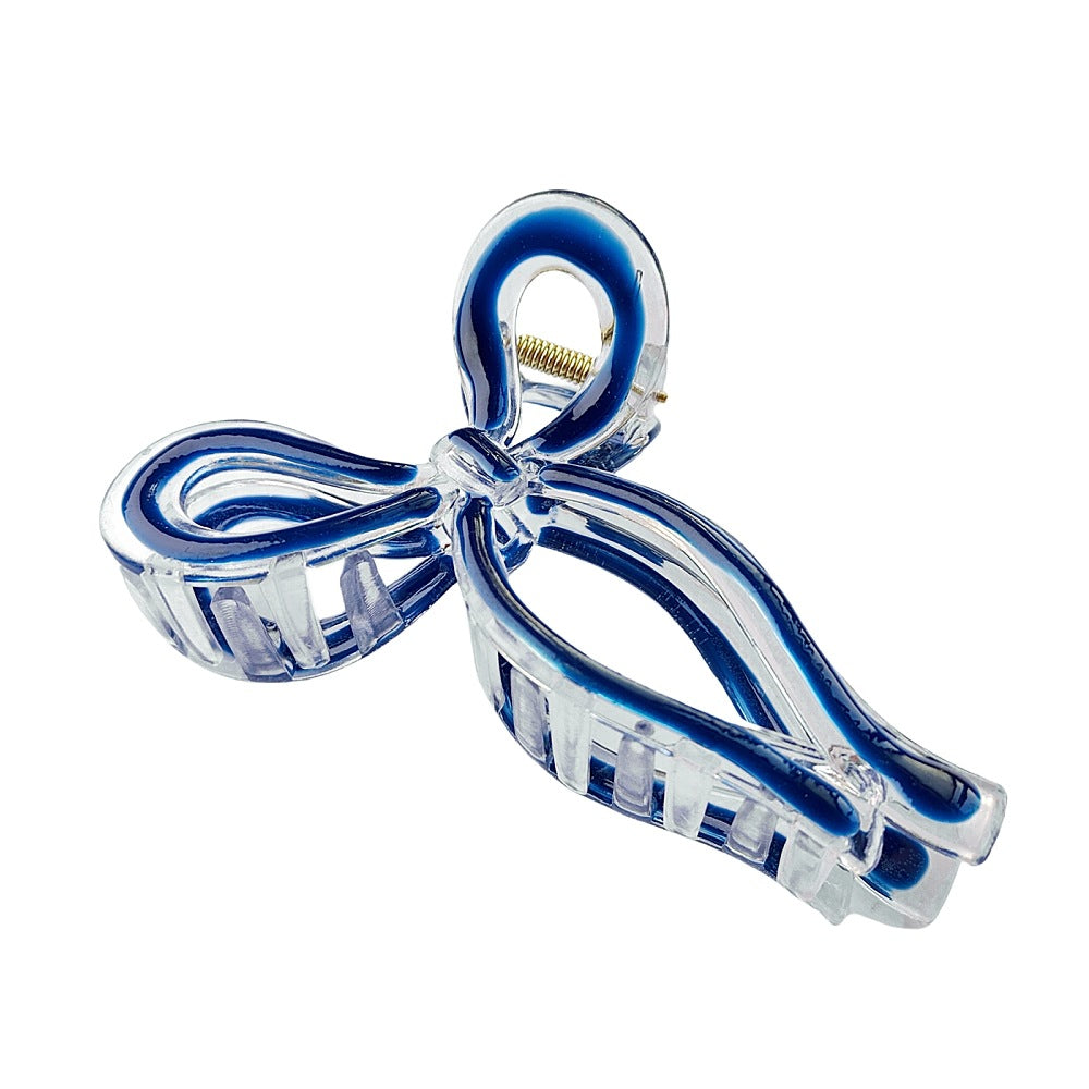 Open Loop Bow Hair Claw Clip - PWBlue